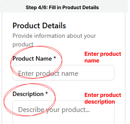 Step 4 - Fill in Product Details
